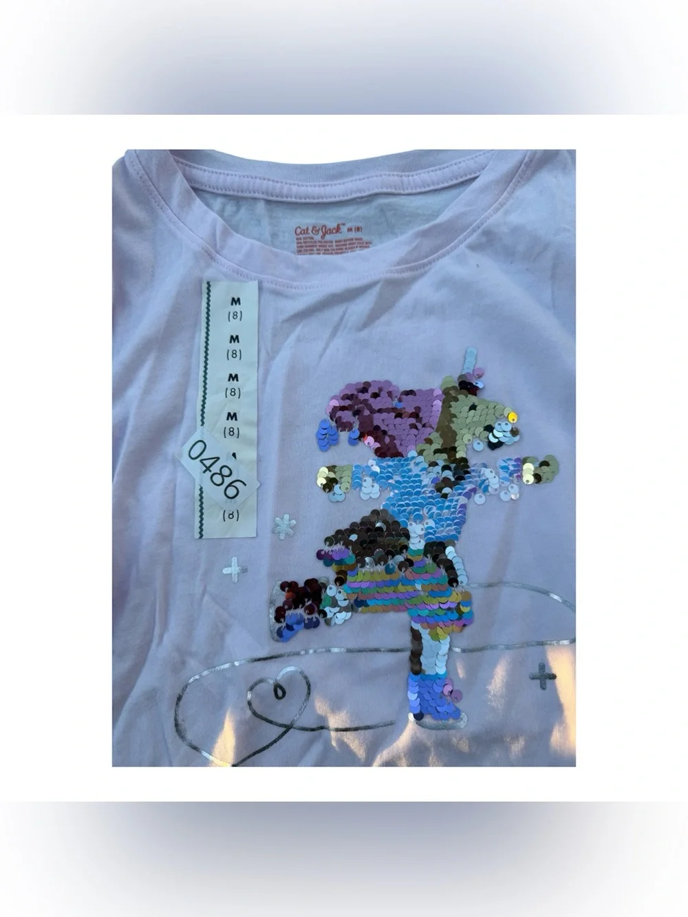 Cat & Jack Girls Long Sleeve Tee Shirt with Ice Skater Sequin Graphic